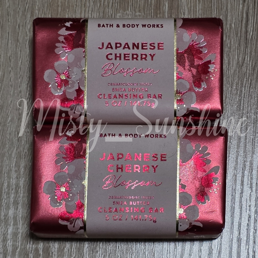 Bath & Body Works Japanese Cherry Blossom Cleansing Bar Soap Set of 2 NEW Rare